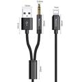 Yesido YAU18 2-i-1 Lightning AUX- og opladningskabel - 1.2m