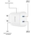 Yesido YC109 45W dobbelt USB-C PD-oplader med USB-C-kabel - hvid