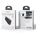 Yesido YC112 20W hurtigoplader med to porte - USB-C/USB-A - sort