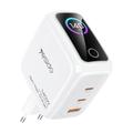 Yesido YC114 140W GaN-oplader - 2x USB-C, USB-A, TFT-skærm - hvid