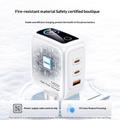 Yesido YC114 140W GaN-oplader - 2x USB-C, USB-A, TFT-skærm - hvid