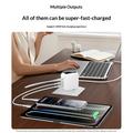 Yesido YC114 140W GaN-oplader - 2x USB-C, USB-A, TFT-skærm - hvid