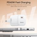 Yesido YC116 45W USB-C GaN-oplader med USB-C-kabel – hvid