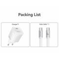 Yesido YC117 60W USB-C GaN-oplader med USB-C-kabel – hvid