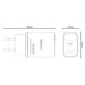 Yesido YC122 hurtigoplader med to porte, PD 60W og digitalt display - sort