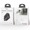 Yesido YC122 hurtigoplader med to porte, PD 60W og digitalt display - sort