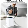 Yesido YC123 70W GaN-hurtigoplader - TFT-skærm, 2x USB-C, USB-A, 70cm USB-C-kabel - hvid