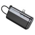 Yesido YP99 10000mAh powerbank med indbygget USB-C til Lightning-kabel - sort