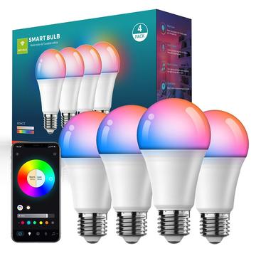 ZJ-BWBL1H-RGBWW-4P 4PCS 10W Bluetooth Smart Light Bulbs WiFi 2.4G Voice RGBCW 220V LED-pærer