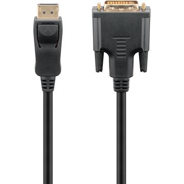 Goobay DisplayPort 1.2 / DVI-D Adapter Kabel - Guldbelagt - 3m - Sort