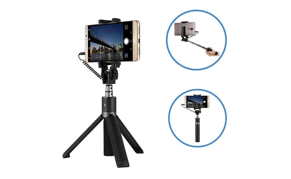Selfie stick med kabel og stativ fra Huawei