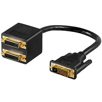 Goobay Dual Link DVI-D Han / 2 Dual Link DVI-D Hun Adapter Kabel - Sort