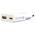 everActive SC-380Q GaN Super Slim 30W-oplader med USB QC3.0- og USB-C PD-porte - hvid