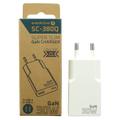 everActive SC-380Q GaN Super Slim 30W-oplader med USB QC3.0- og USB-C PD-porte - hvid