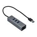 I-Tec 3-Port USB 3.0 Metal Hub + Gigabit Ethernet Adapter - Grå