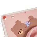 iPad 10.2 2019/2020/2021 Cartoon Bear silikoneetui med kickstand - pink
