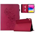 iPad 2022/2025 Butterfly Smart Folio-etui med kortlommer - Knaldlyserød