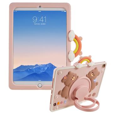 iPad 9.7 2017/2018 Cartoon Bear Silikoneetui med Kickstand - Pink