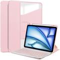 iPad Air 11 2024/2025 360 Roterende Smart Cover med Bluetooth-tastatur - Pink