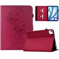 iPad Air 11 2026/iPad Pro 11 2022/iPad Air 2022 Butterfly Smart Folio-etui med kortlommer - Knaldlyserød