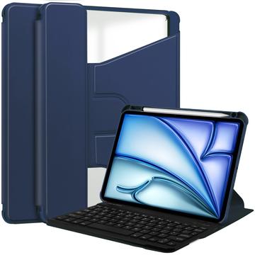 iPad Air 13 2024/2025 360 Roterende Smart Cover med Bluetooth-tastatur - mørkeblå