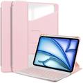 iPad Air 13 2024/2025/2026 360 Roterende Smart Cover med Bluetooth-tastatur - Pink