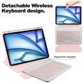 iPad Air 13 2024/2025 360 Roterende Smart Cover med Bluetooth-tastatur - Pink
