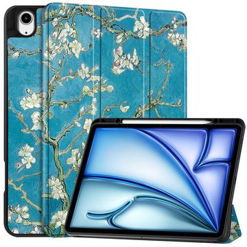 iPad Air 13 (2025) Tri-Fold Series Smart Folio-etui - hvide blomster