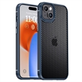 iPhone 15 iPaky Hybrid Cover - Karbonfiber - Blå