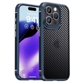 iPhone 15 Pro iPaky Hybrid Cover - Karbonfiber - Blå