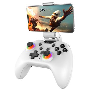 iPega PG-9111B lydløs trådløs gaming-controller med RGB - Android/iOS/PS4/PC/Switch - Hvid