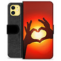 iPhone 11 Premium Flip Cover med Pung - Hjertesilhuet