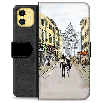 iPhone 11 Premium Flip Cover med Pung - Italiensk Gade