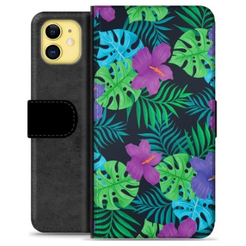 iPhone 11 Premium Flip Cover med Pung - Tropiske Blomster