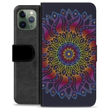 iPhone 11 Pro Premium Flip Cover med Pung - Farverig Mandala