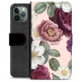 iPhone 11 Pro Premium Flip Cover med Pung - Romantiske Blomster