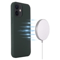 iPhone 12 Mini Liquid Silikone Cover - MagSafe Kompatibel - Mørkegrøn
