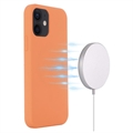iPhone 12 Mini Liquid Silikone Cover - MagSafe Kompatibel - Orange