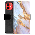 iPhone 12 mini Premium Flip Cover med Pung - Elegant Marmor