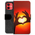 iPhone 12 mini Premium Flip Cover med Pung - Hjertesilhuet