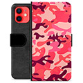 iPhone 12 mini Premium Flip Cover med Pung - Pink Camouflage