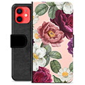 iPhone 12 mini Premium Flip Cover med Pung - Romantiske Blomster
