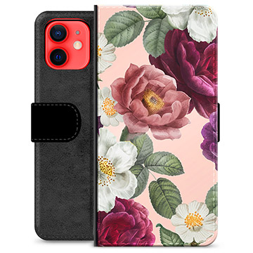 iPhone 12 mini Premium Flip Cover med Pung - Romantiske Blomster