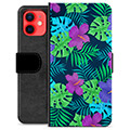 iPhone 12 mini Premium Flip Cover med Pung - Tropiske Blomster