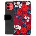 iPhone 12 mini Premium Flip Cover med Pung - Vintage Blomster