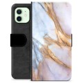 iPhone 12 Premium Flip Cover med Pung - Elegant Marmor