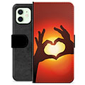 iPhone 12 Premium Flip Cover med Pung - Hjertesilhuet