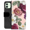 iPhone 12 Premium Flip Cover med Pung - Romantiske Blomster