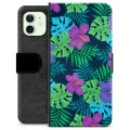 iPhone 12 Premium Flip Cover med Pung - Tropiske Blomster