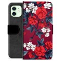iPhone 12 Premium Flip Cover med Pung - Vintage Blomster